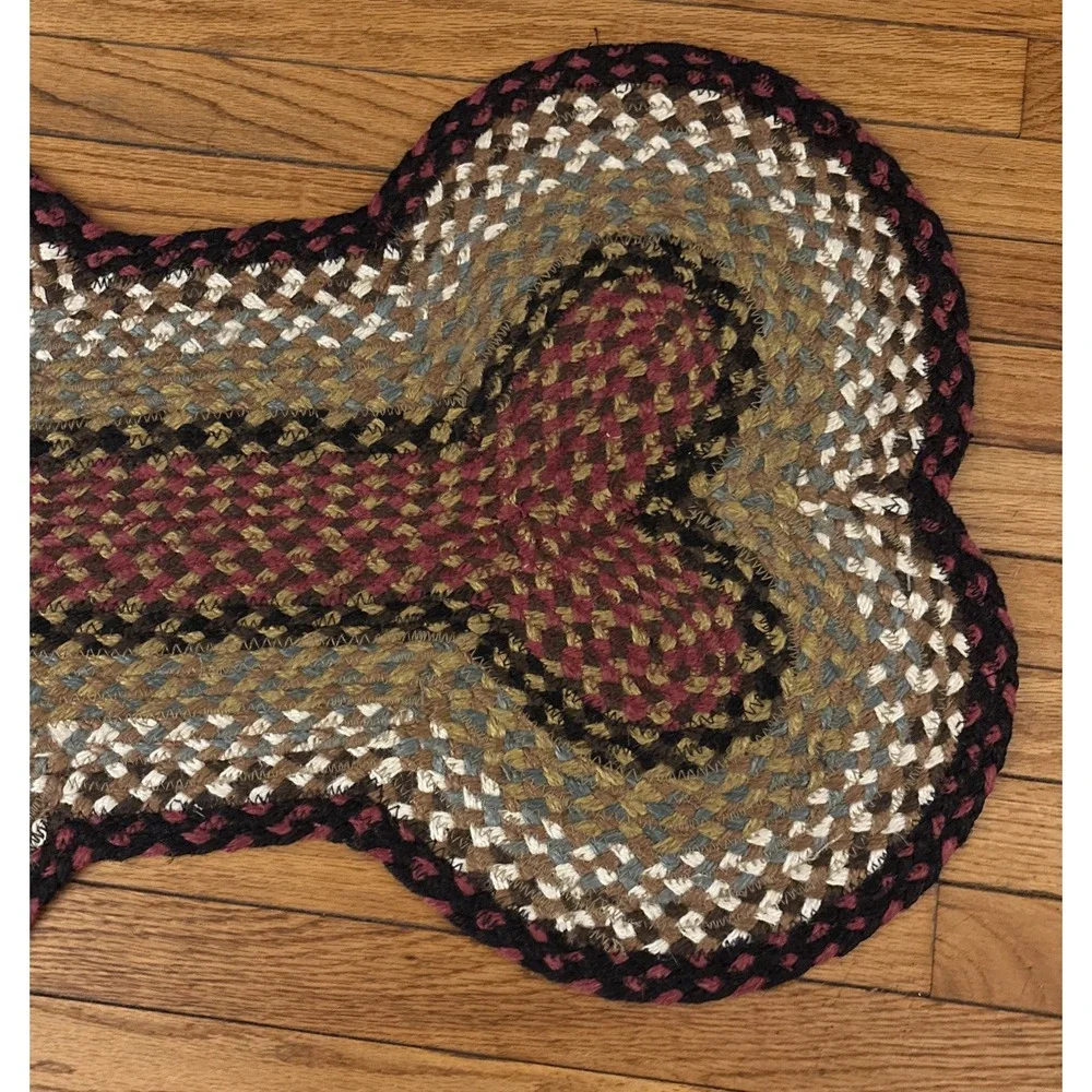 Burgundy Multi Colored‎ Dog Bone Shape Jute Braided Rug 18